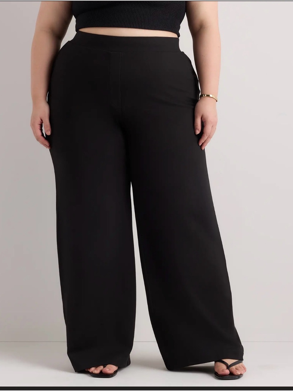 Quince Ponte Knit Wide Leg Pants NWT Black 2X